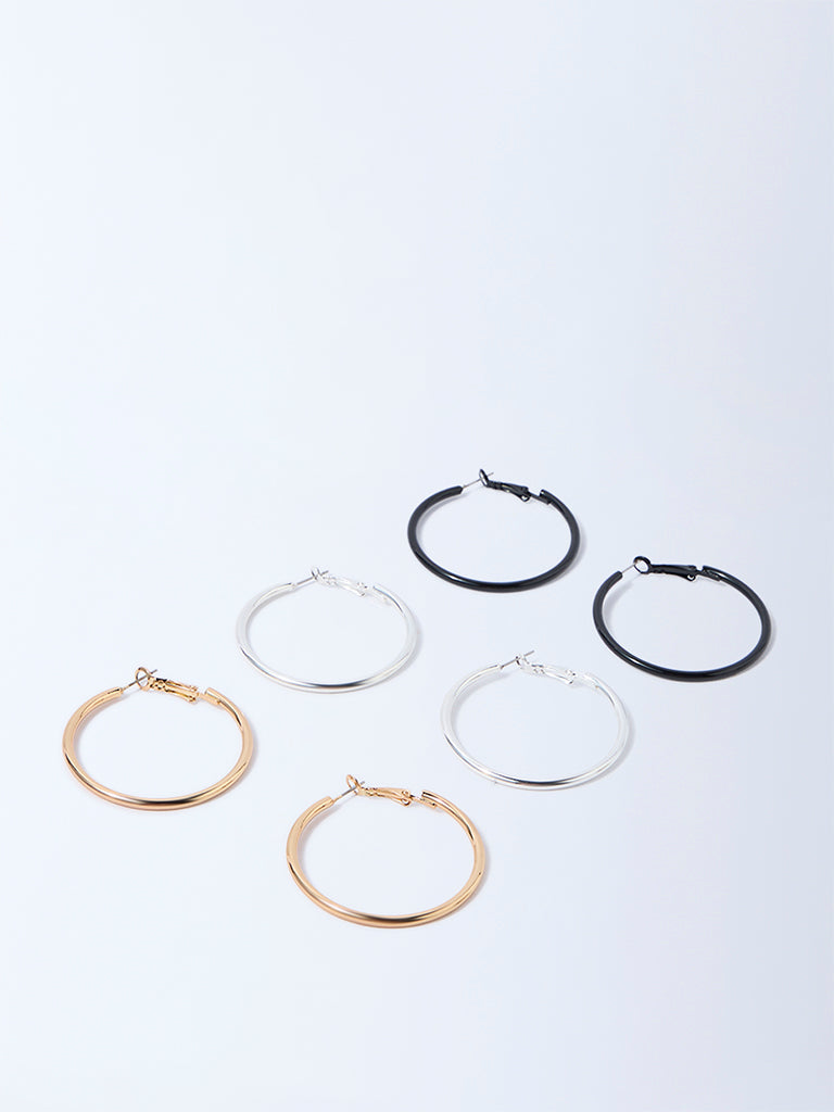 Westside Accessories Multicolour Solid Hoops - Pack of 3