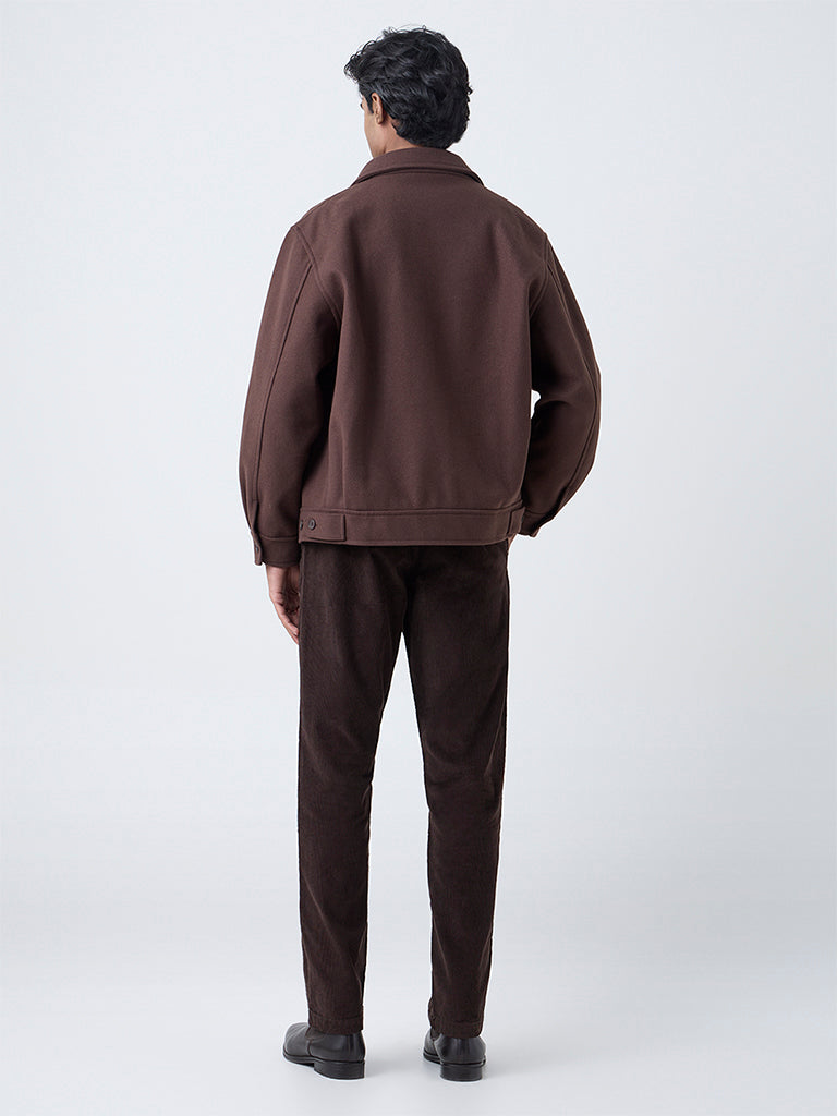 Ascot Dark Brown Mid-Rise Relaxed-Fit Corduroy Chinos