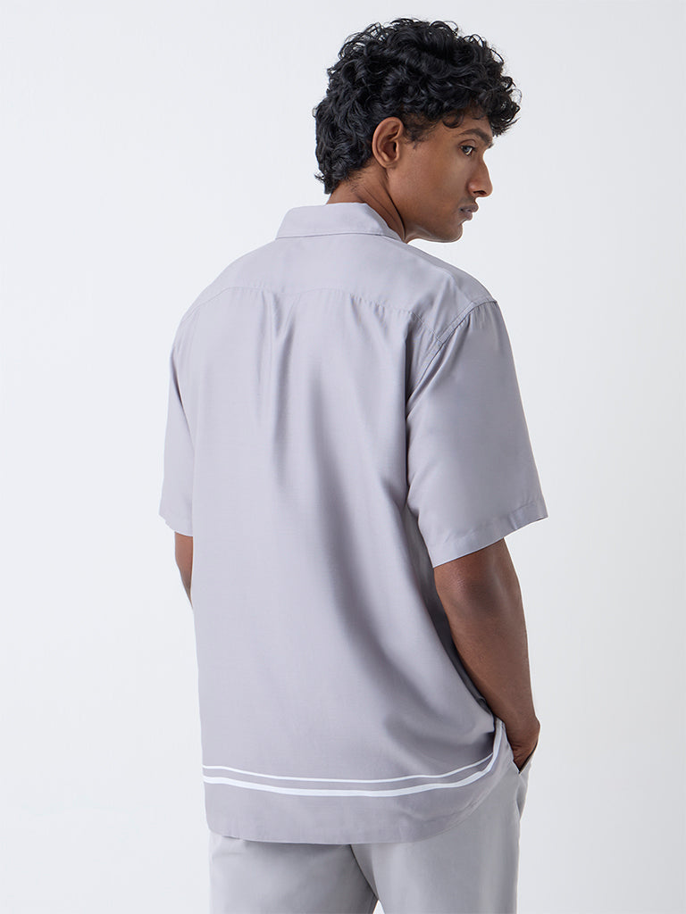 Ascot Grey Printed Relaxed-Fit Shirt