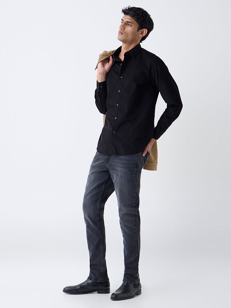 Ascot Black Relaxed-Fit Corduroy Shirt