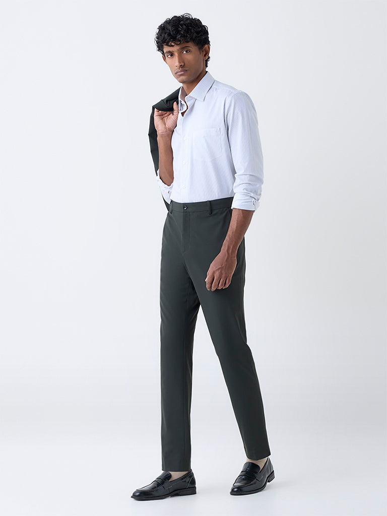 WES Formals White Pinstriped Relaxed-Fit Cotton Shirt
