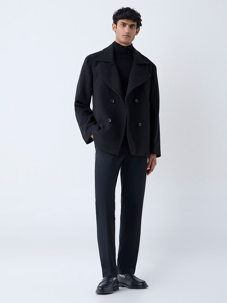 WES Formals Black Slim-Fit Coat