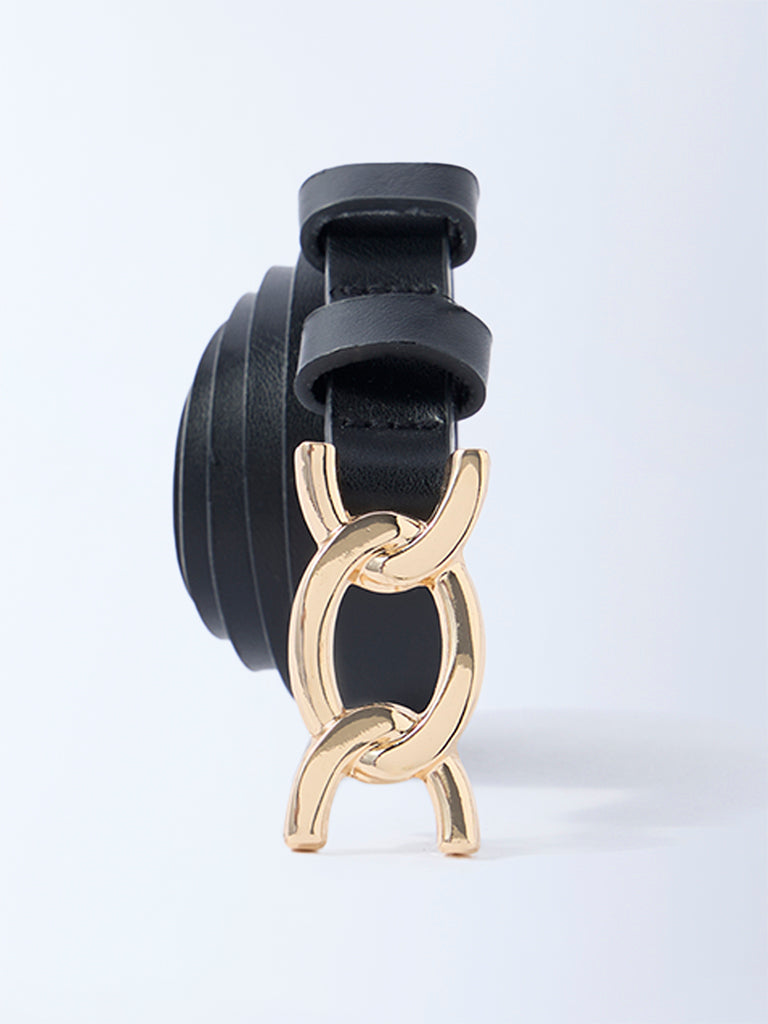 Westside Accessories Black Fancy-Buckle Detailed Belt