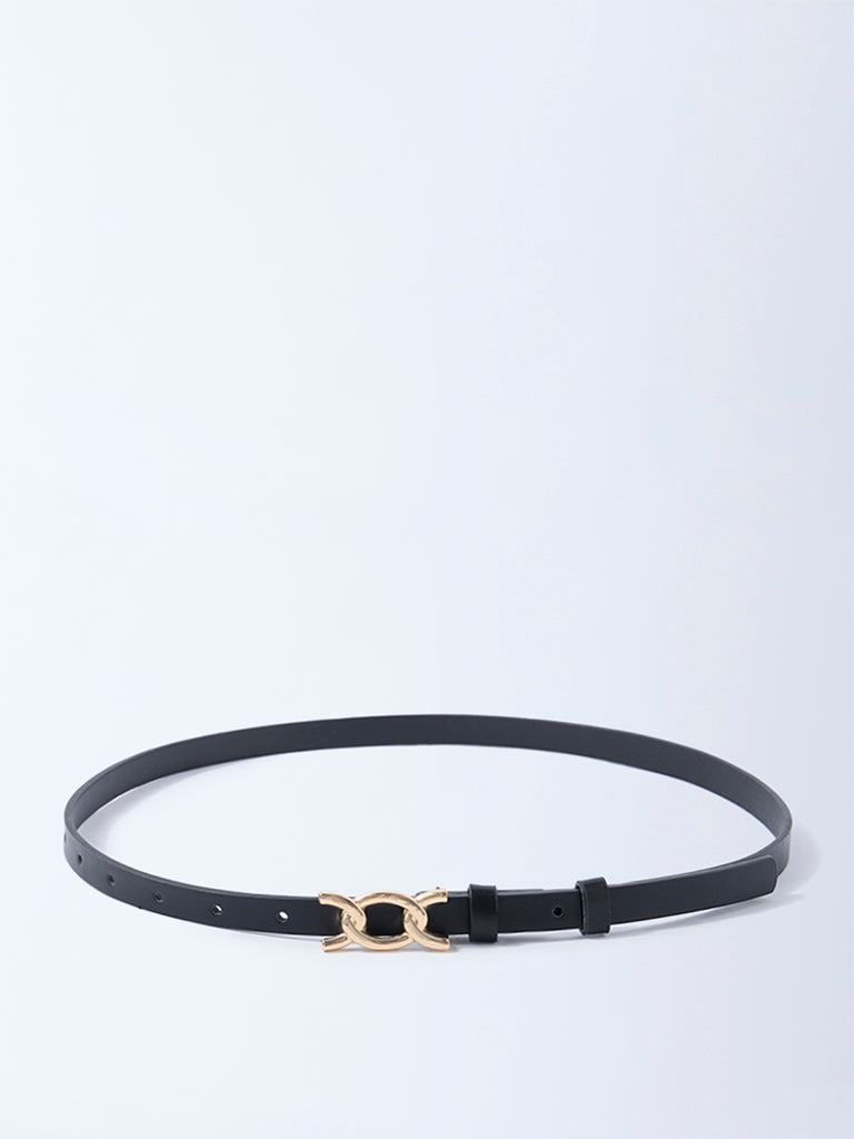 Westside Accessories Black Fancy-Buckle Detailed Belt