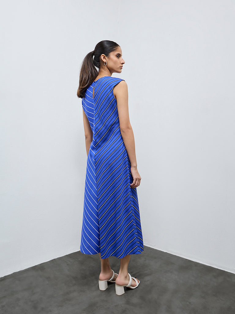 Wardrobe Blue Striped A-Line Dress