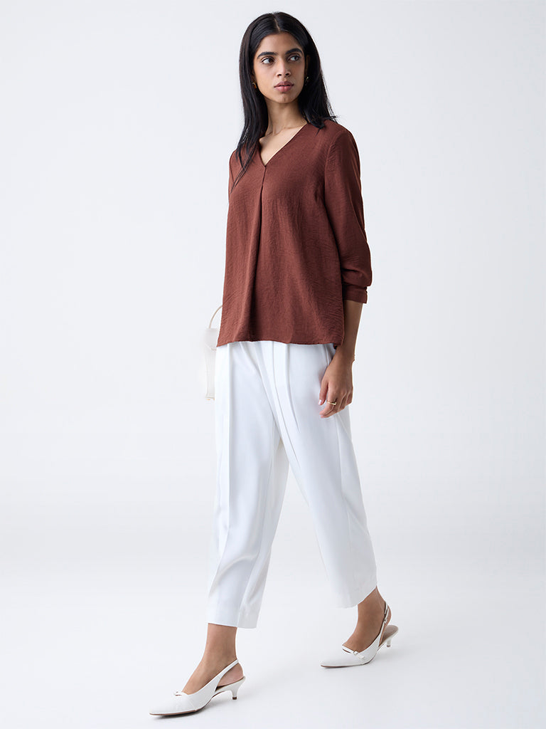 Wardrobe Brown Crinkled Blouse