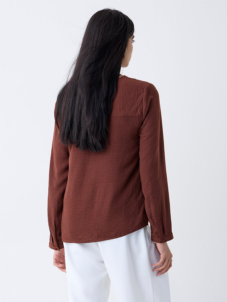 Wardrobe Brown Crinkled Blouse