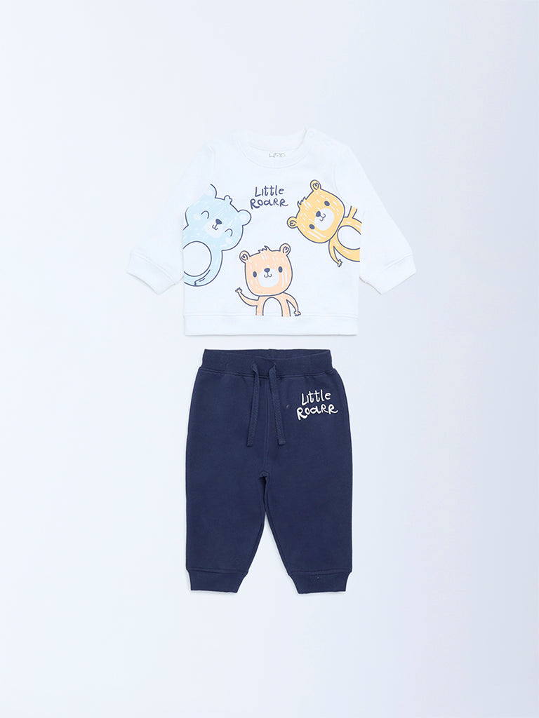 HOP Baby Boys Navy Cotton Sweatshirt and Joggers Set