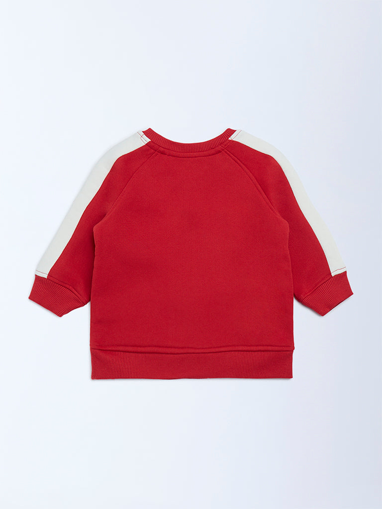 HOP Baby Boys Red Christmas-Themed Cotton-Blend Sweatshirt