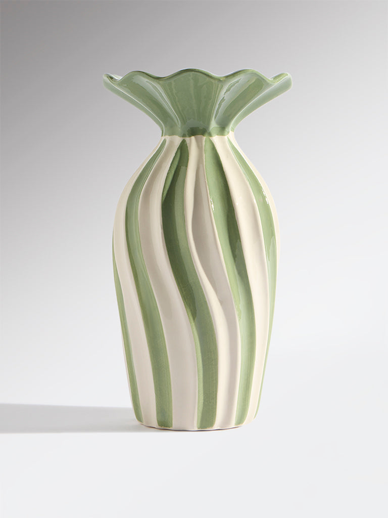 Westside Home Green Ceramic Frill Vase - Large