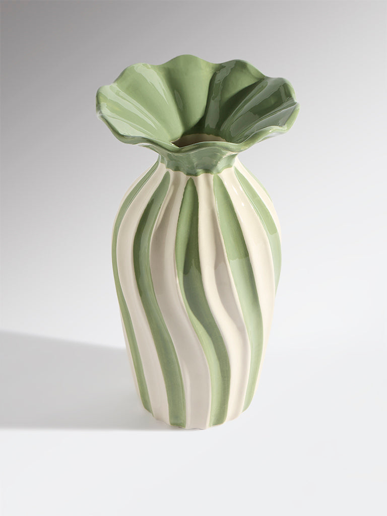 Westside Home Green Ceramic Frill Vase - Large