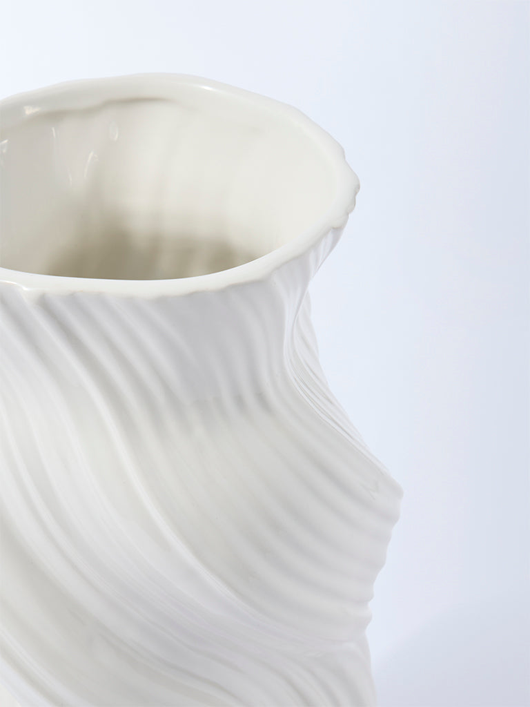 Westside Home Off-White Ceramic Twist Vase