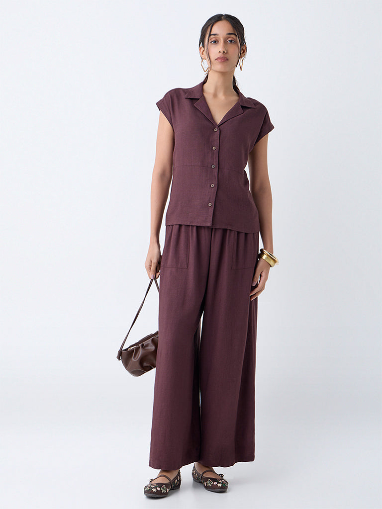 LOV Dark Brown Solid Shirt