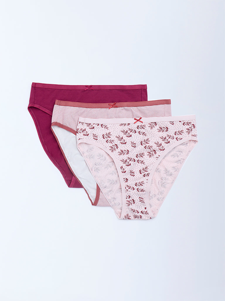 Wunderlove 3-Pack Hi-Leg Cotton-Blend Briefs