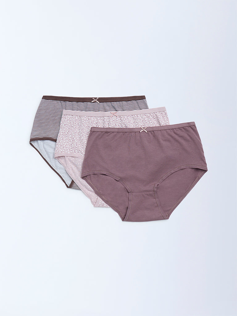 Wunderlove 3-Pack Printed Cotton-Blend Briefs