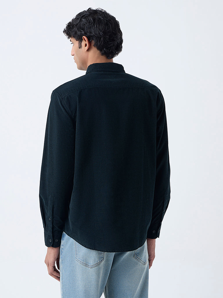 WES Casuals Green Corduroy-Textured Relaxed-Fit Shirt