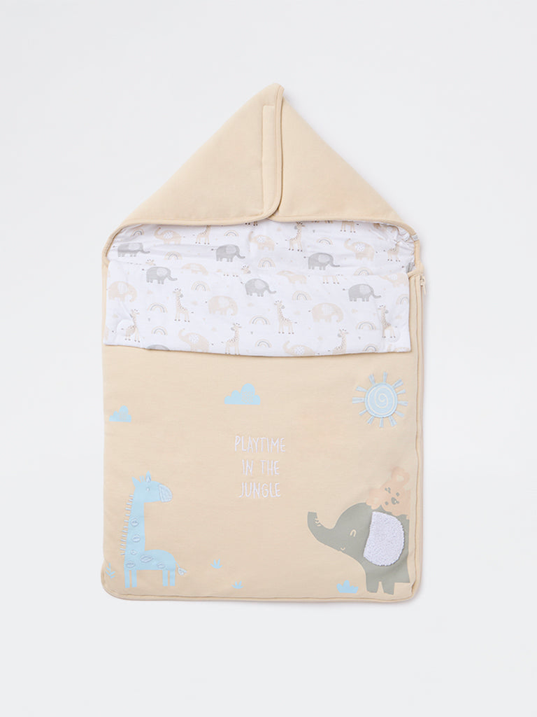HOP Baby Boys Beige Animal Pattern Cotton Sleeping Bag
