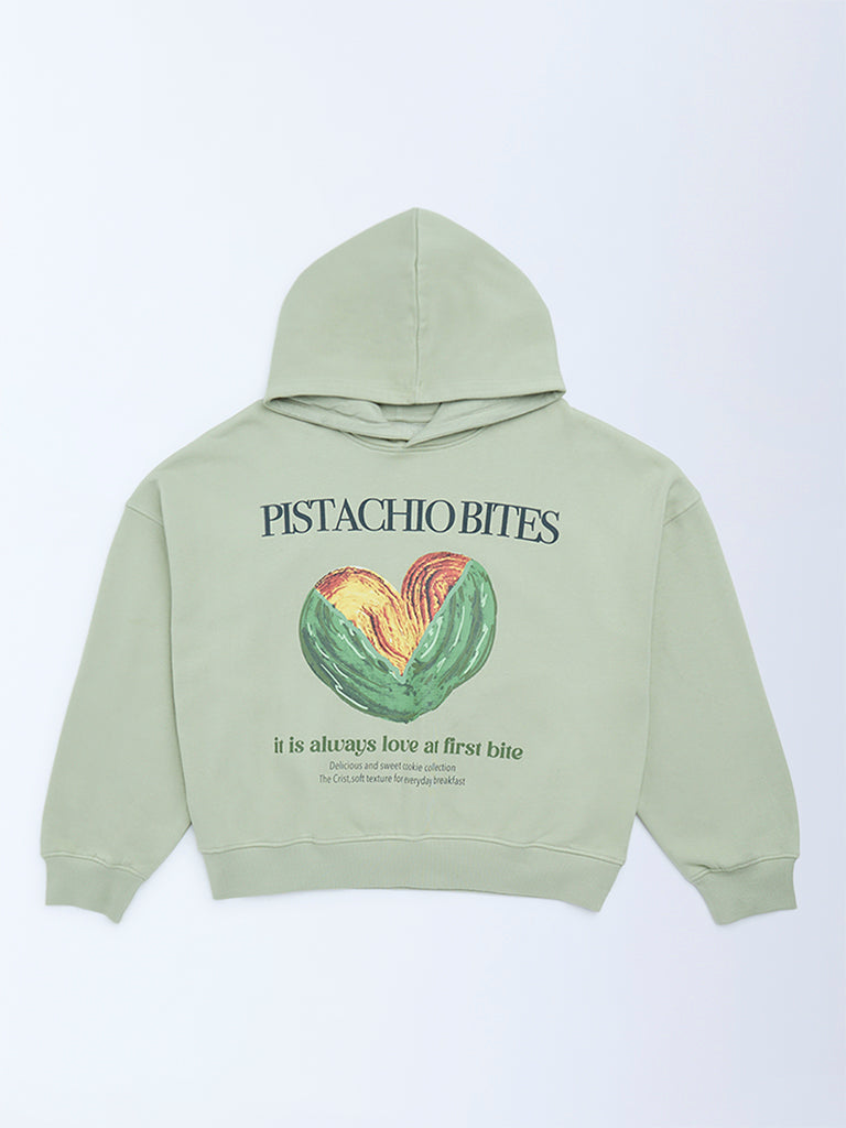 Girls Sage Printed Cotton-Blend Hoodie