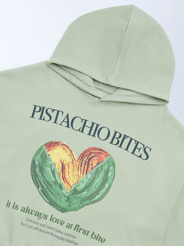 Girls Sage Printed Cotton-Blend Hoodie