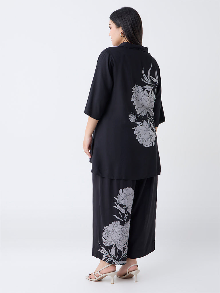 Diza Black Floral Printed Tunic