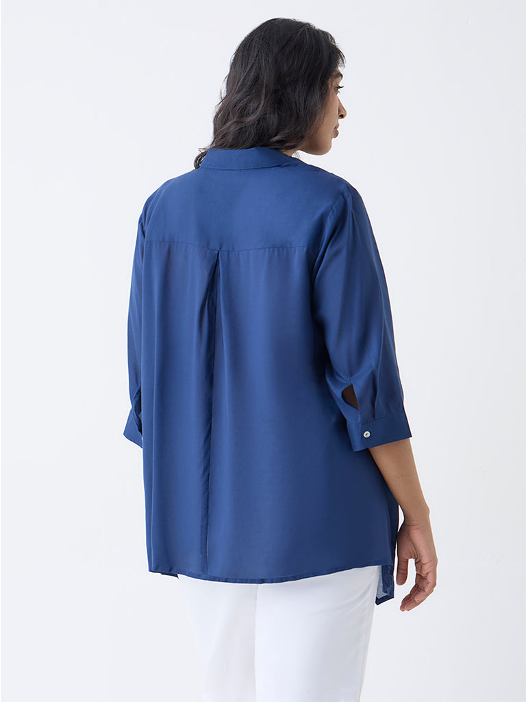 Diza Indigo Floral Embellished Tunic