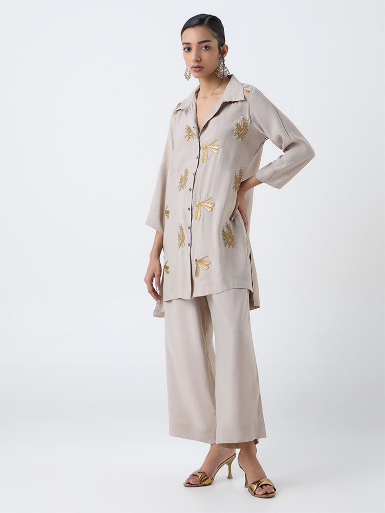 Vark Silver Embellished Co-ord Set