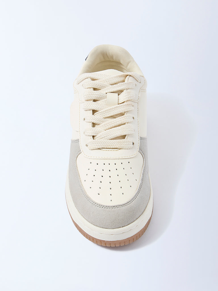 LUNA BLU Cream Perforated Suede Sneakers