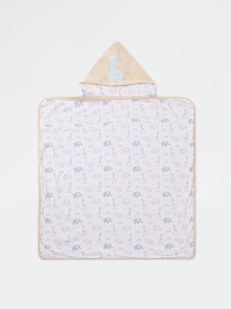 HOP Baby Boys Beige Animal Design Cotton Blanket