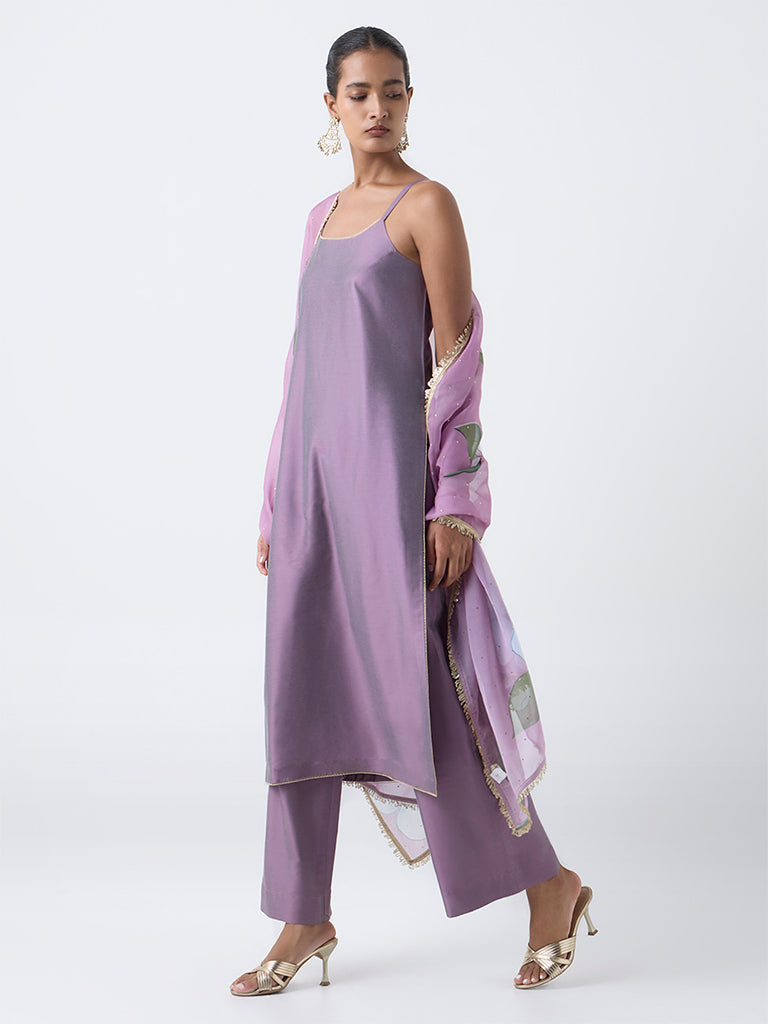 Vark Mauve Solid A-Line Ethnic Set