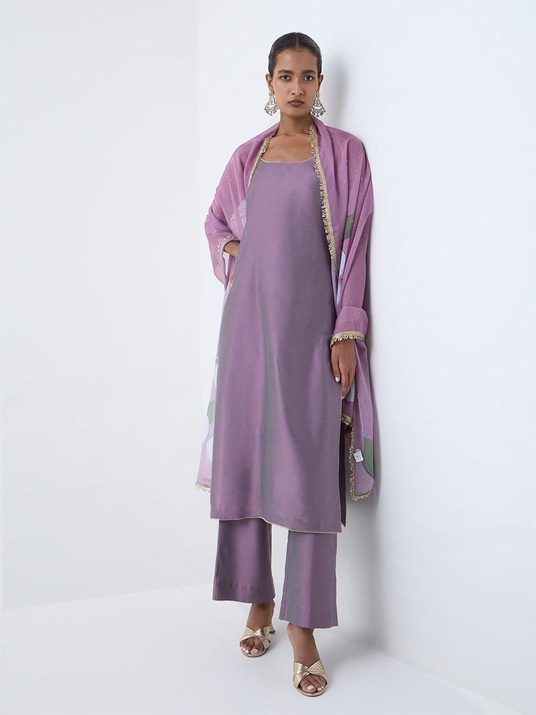 Vark Mauve Solid A-Line Ethnic Set