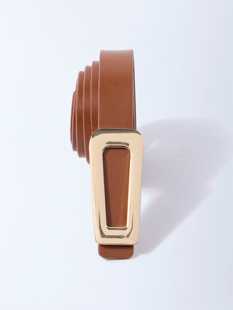 Westside Accessories Tan Triangle Buckle Belt