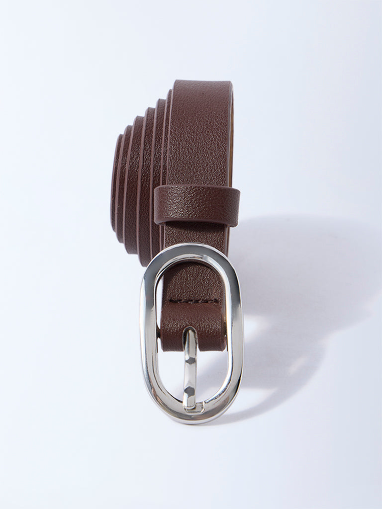 Westside Accessories Brown Oval Buckle Belt