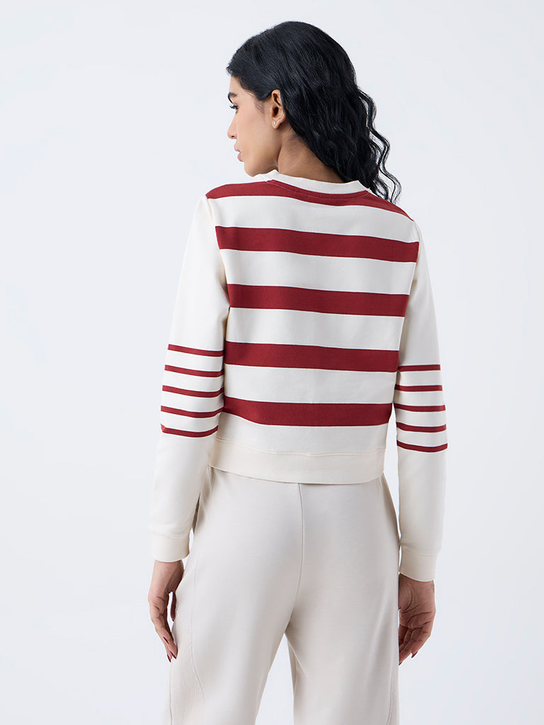 Studiofit Rust Striped Cotton-Blend T-Shirt