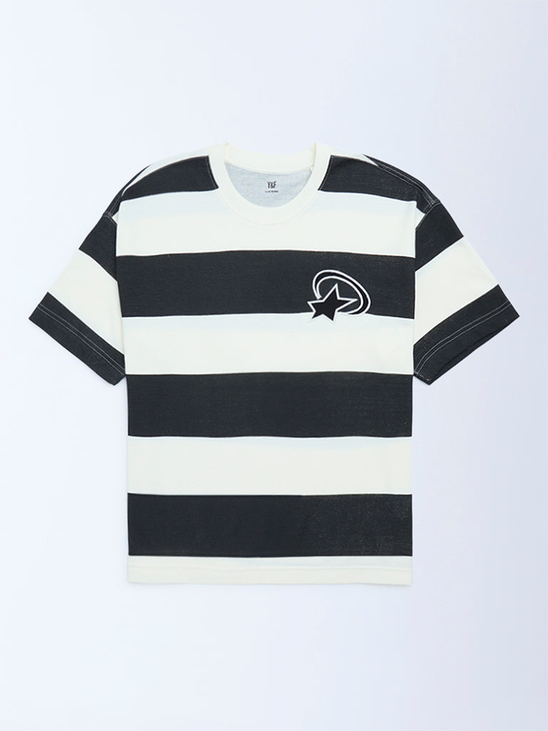 Boys Black Striped T-Shirt