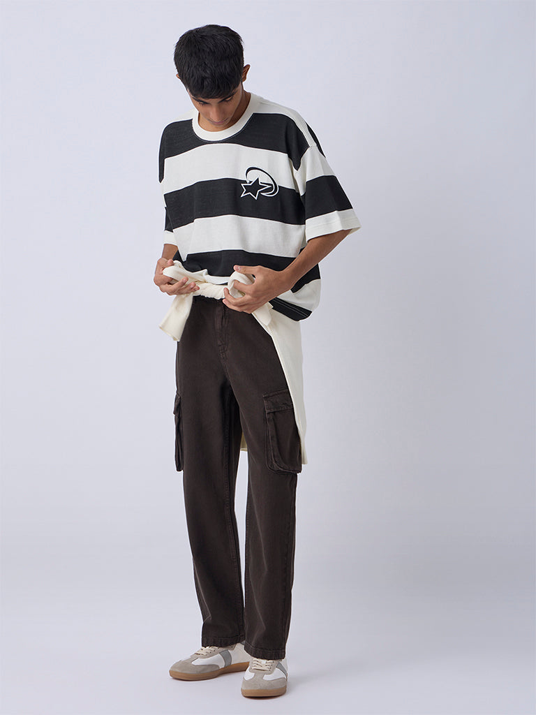 Boys Black Striped T-Shirt