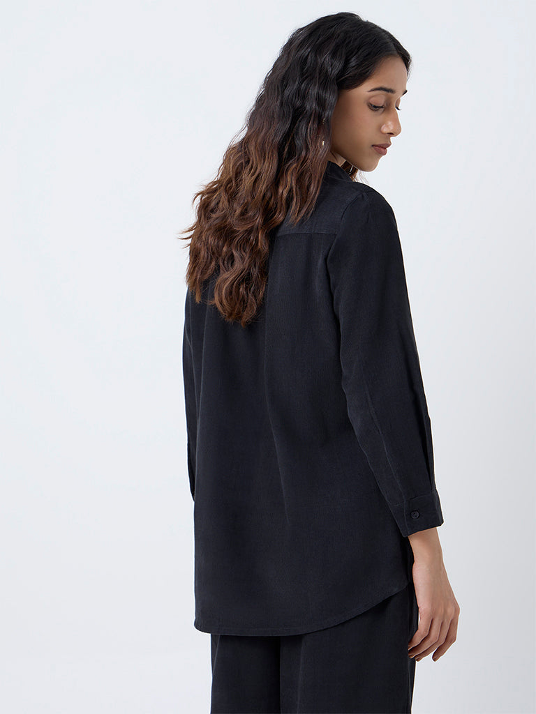 Utsa Black Corduroy Cotton Tunic