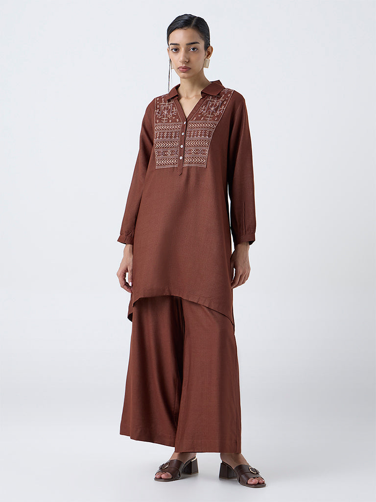 Zuba Brown Solid Palazzos