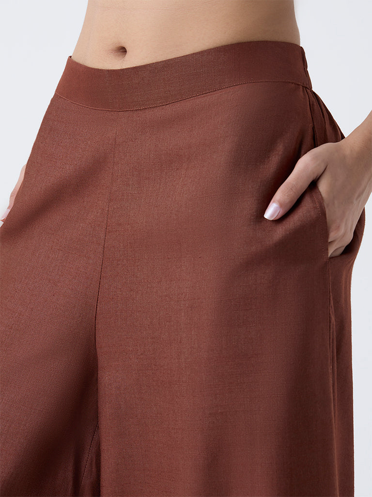 Zuba Brown Solid Palazzos