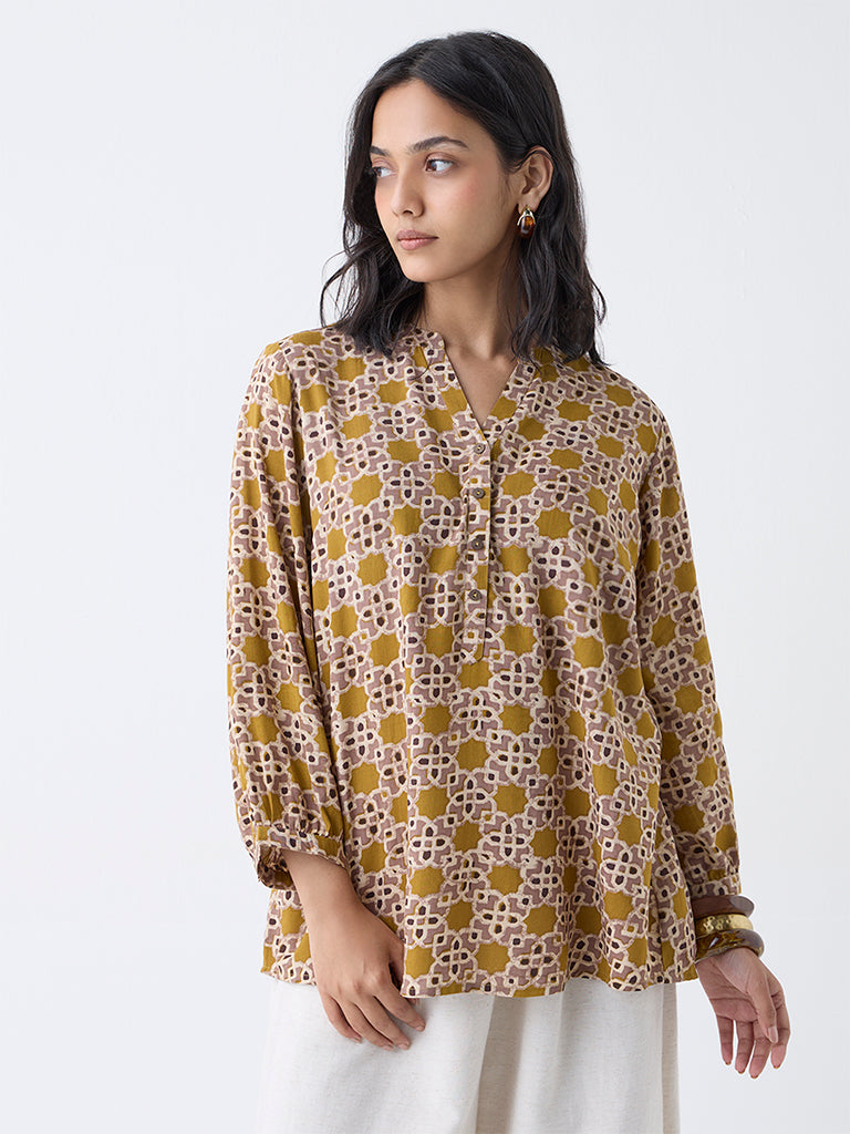 Utsa Mustard Printed Tunic