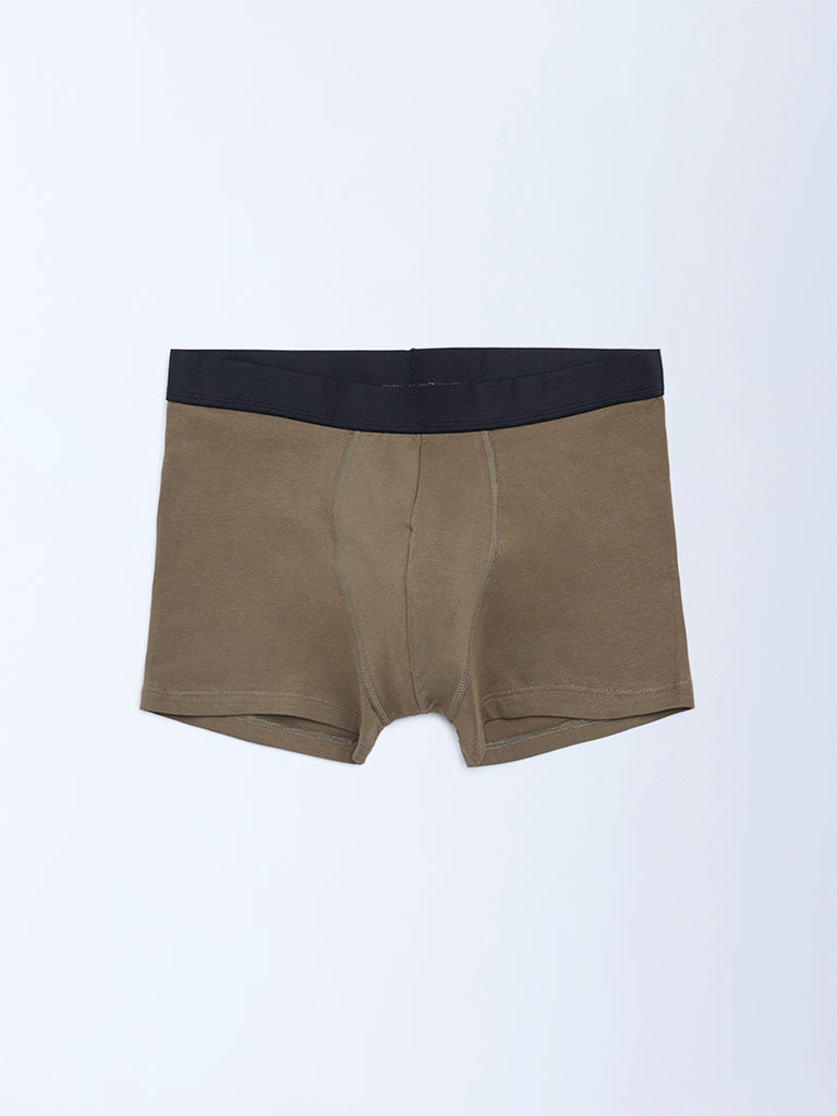 WES Lounge Brown Cotton Trunks - Pack of 3