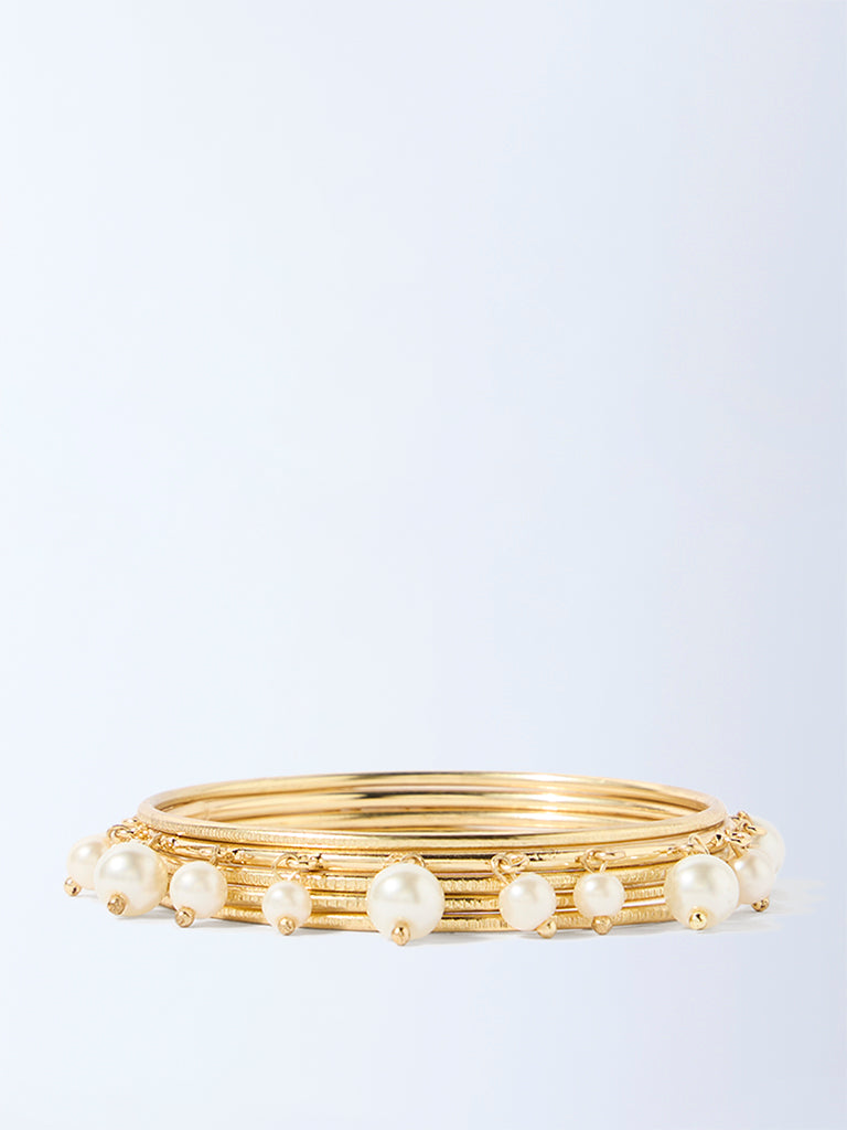 Westside Accessories Gold Pearlescent Bangles Set - Pack of 5