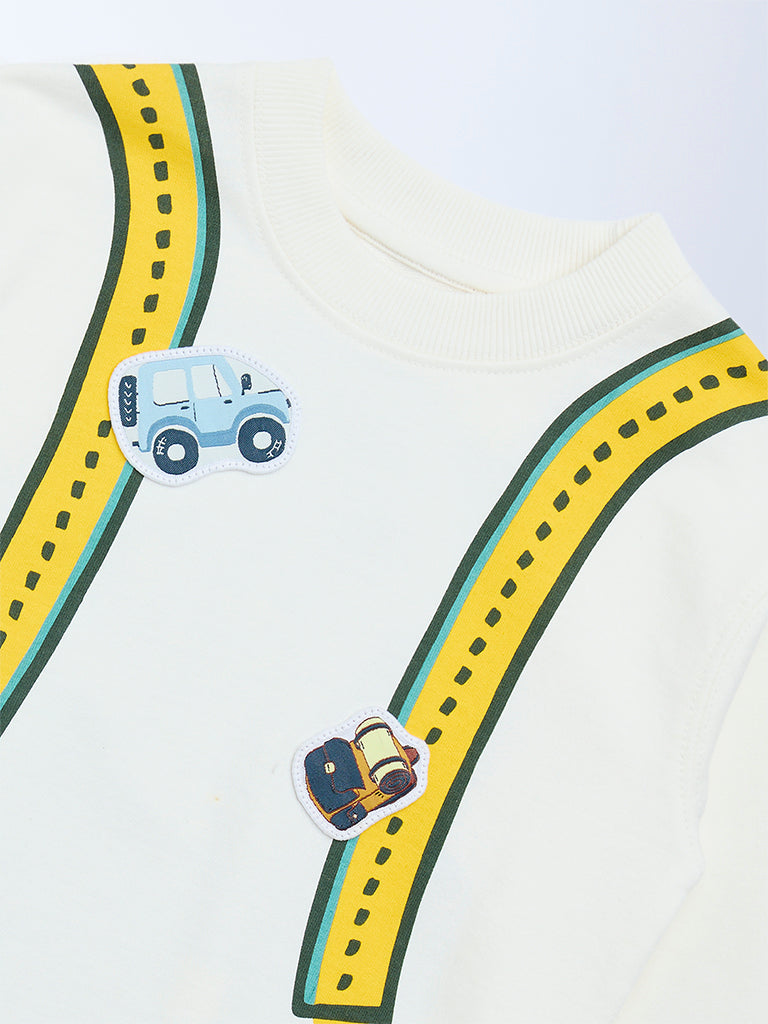 HOP Kids Boys Off-White Printed Cotton-Blend Sweatshirt