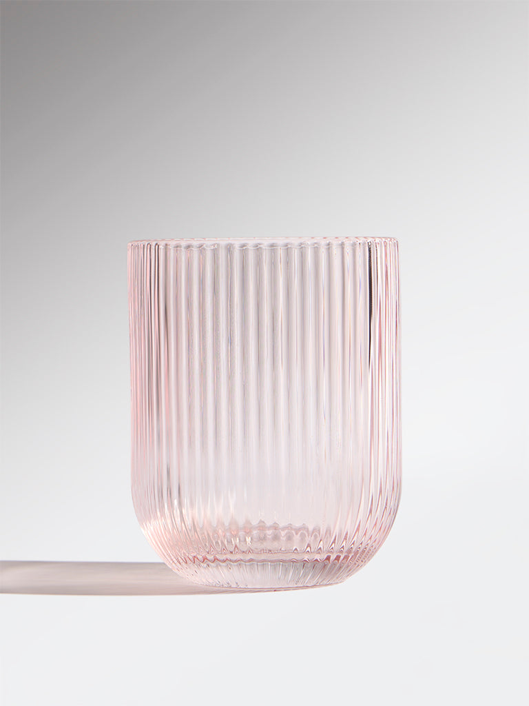 Westside Home Pink Ribbed-Textured Water Glass