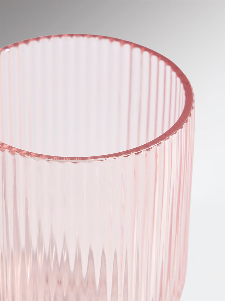Westside Home Pink Ribbed-Textured Water Glass