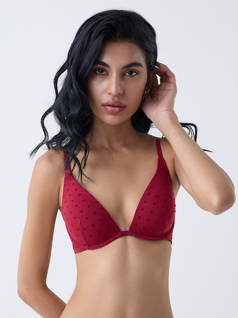 Superstar Red Mesh Detailed Wired Bra