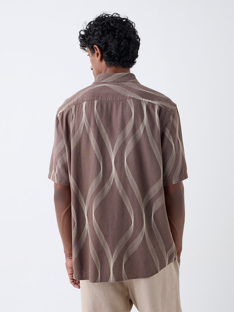 Ascot Brown Abstract Patterns Relaxed-Fit Shirt
