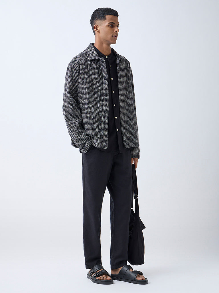 ETA Black Relaxed-Fit Cotton Tweed Jacket