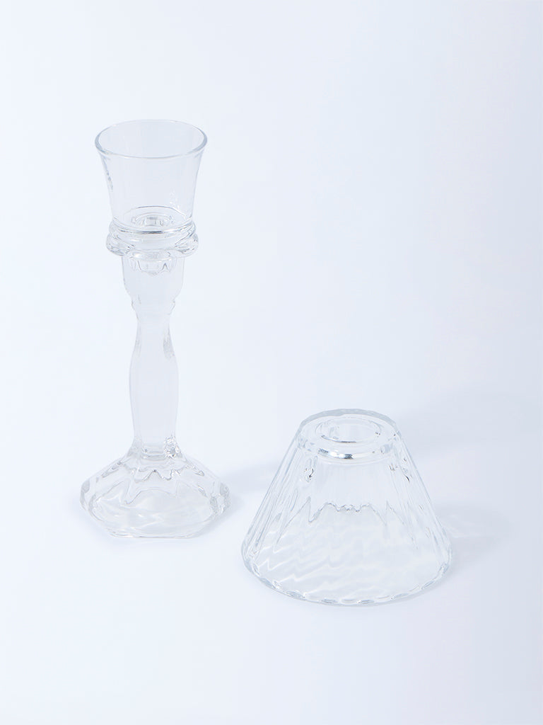 Westside Home Clear Glass Parasol Tapered Candle Holder