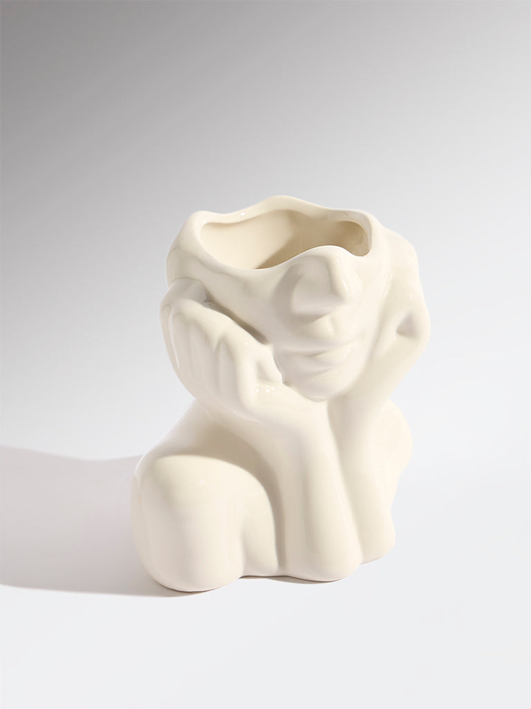 Westside Home White Ceramic Face Vase