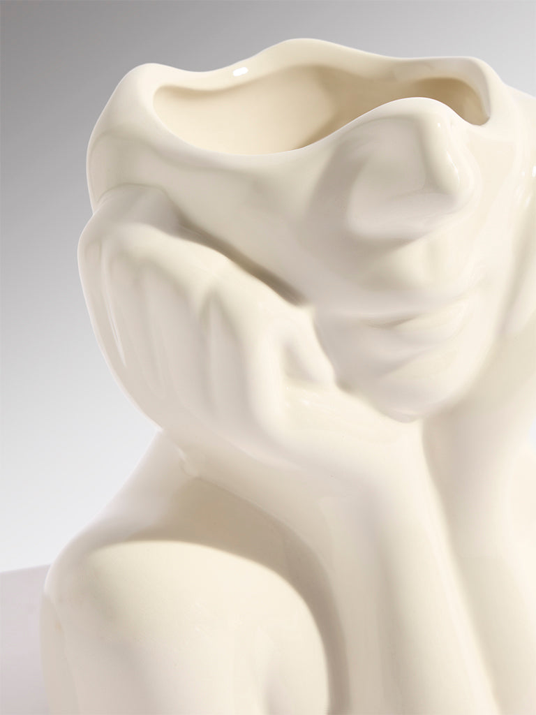 Westside Home White Ceramic Face Vase